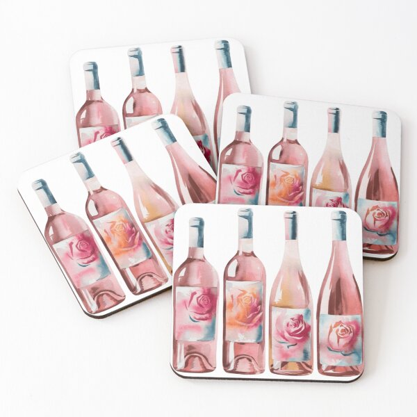 Item preview, Watercolor Pink Wine Bottles designed and sold by ArtQueen777.