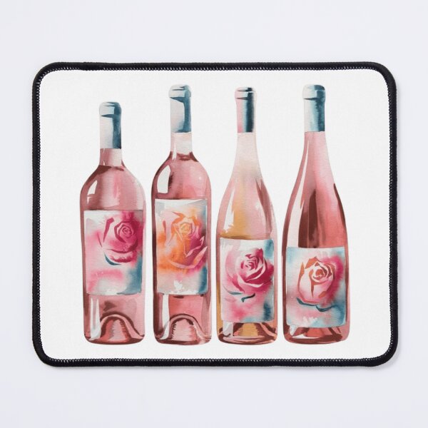 Item preview, Watercolor Pink Wine Bottles designed and sold by ArtQueen777.