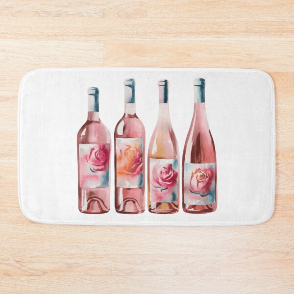 Item preview, Watercolor Pink Wine Bottles designed and sold by ArtQueen777.