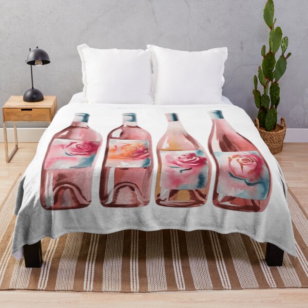 Item preview, Watercolor Pink Wine Bottles designed and sold by ArtQueen777.