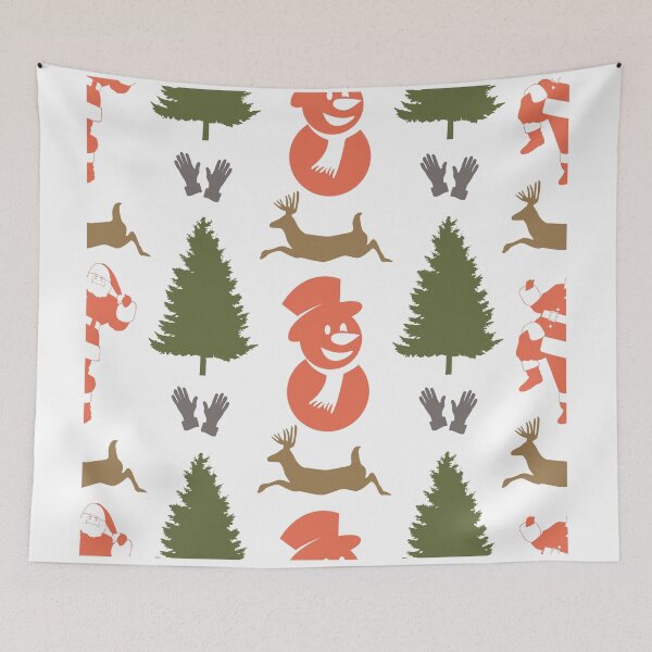 Item preview, Vintage Christmas Pattern Winter Holiday Retro Snowman Santa Reindeer designed and sold by NADIASHOP86.