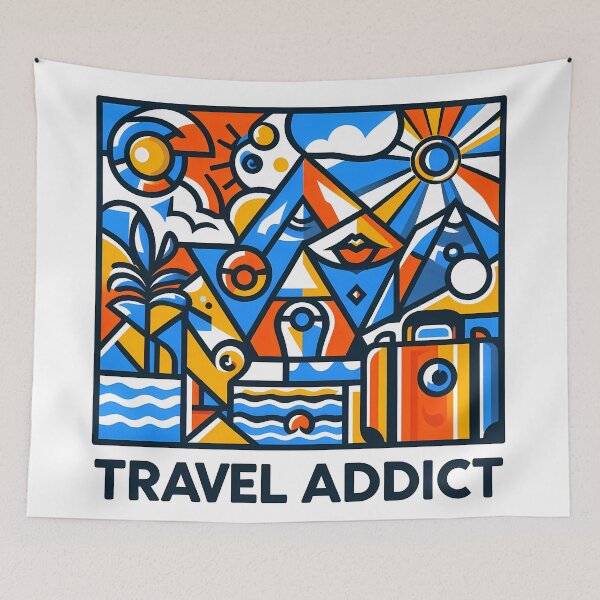 Item preview, Travel Addict – Surreal Minimalist Cubic Art designed and sold by OzzFrequency.