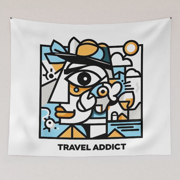 Item preview, Travel Addict – Surreal Minimalist Cubic Art designed and sold by OzzFrequency.
