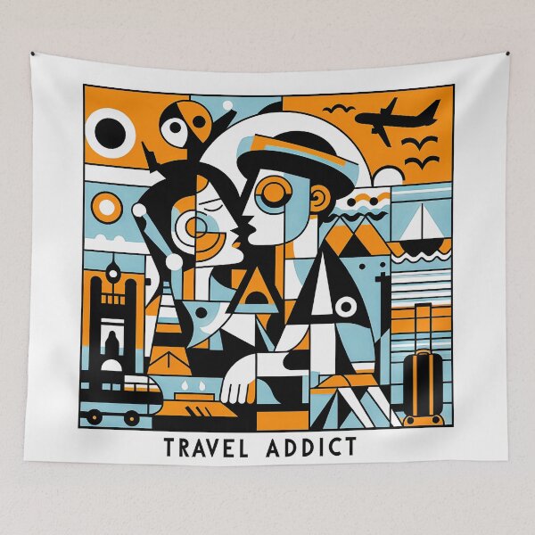 Item preview, Travel Addict – Surreal Minimalist Cubic Art designed and sold by OzzFrequency.