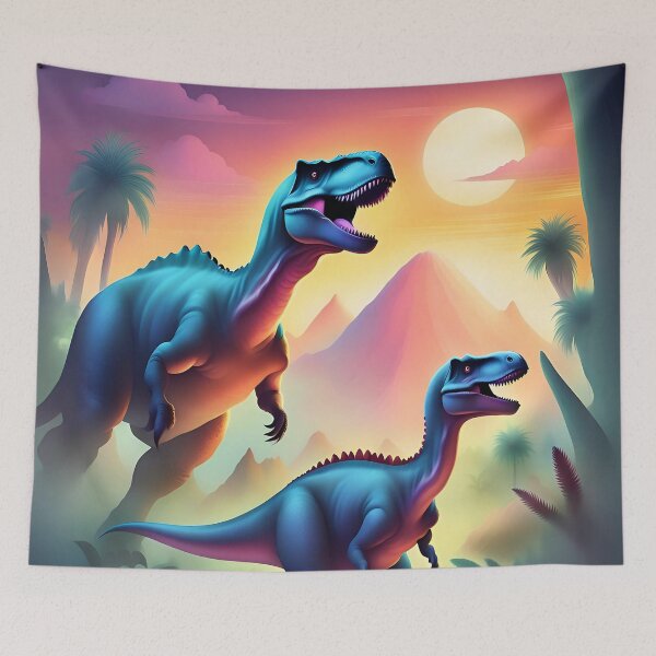 Item preview, Epic colorful dinosaurs and sunset designed and sold by Purr95.