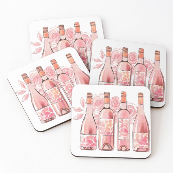 Item preview, Watercolor Rose Pink Wine Bottles designed and sold by ArtQueen777.