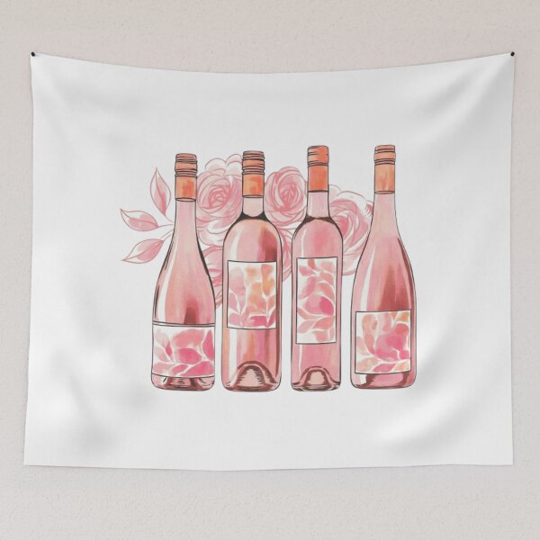 Item preview, Watercolor Rose Pink Wine Bottles designed and sold by ArtQueen777.