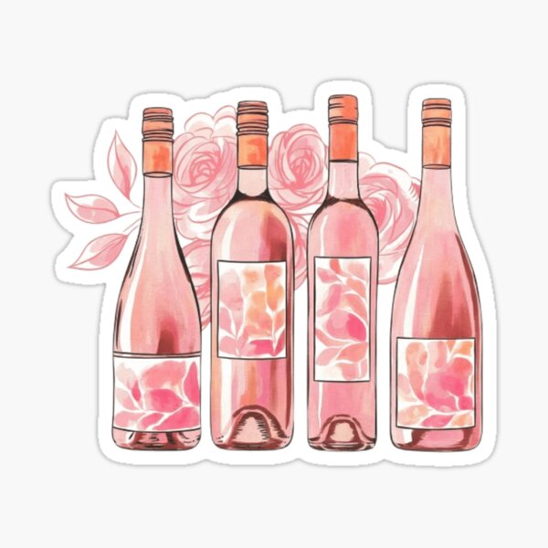 Artikel-Vorschau von Aquarell Rose Rosa Weinflaschen, designt und verkauft von ArtQueen777.