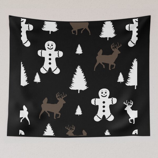 Item preview, Elegant Woodland Deer Christmas Pattern,Rustic Holiday Buck Silhouette,Nordic Christmas Deer Winter designed and sold by NADIASHOP86.