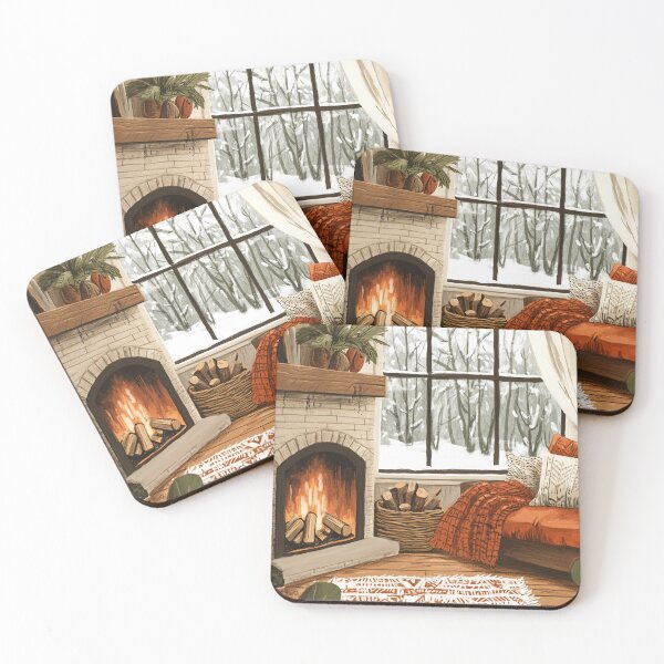 Item preview, Cozy Winter Interior with Fireplace designed and sold by NathalieTecher.