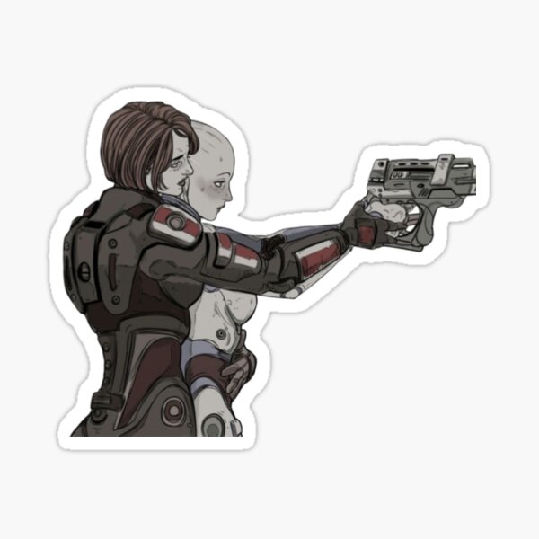Vista previa del artículo con la obra «Mass Effect - Comandante FemShep», diseñado y vendido por margamarart-.