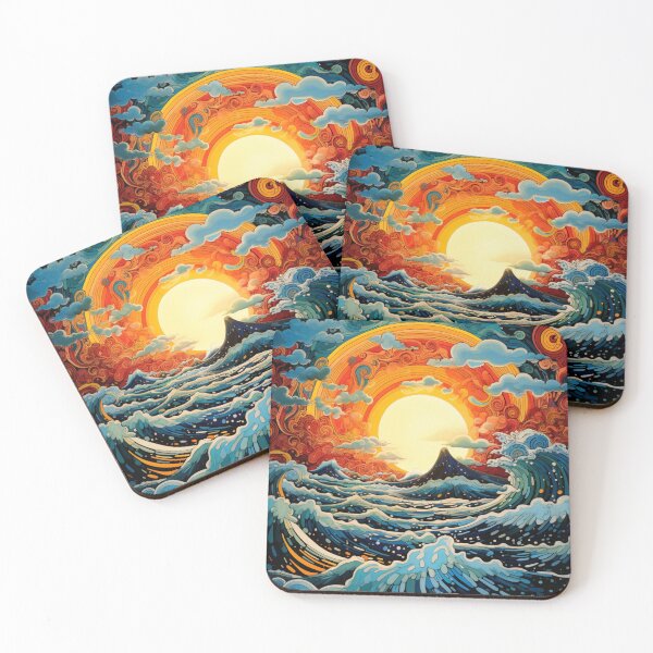 Item preview, Psychedelic Trippy Hippy Stormy Ocean Illustration Art designed and sold by GrinGalore.