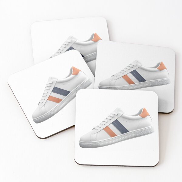 Item preview, "Stylish White Sneakers with Orange and Blue Stripes - Perfect for Casual Wear" designed and sold by PRIME4YOU.