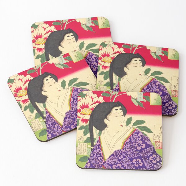 Item preview, Radiant Beauty and Peonies - Yoshitoshi's Masterpiece (1878) designed and sold by Kina-design.