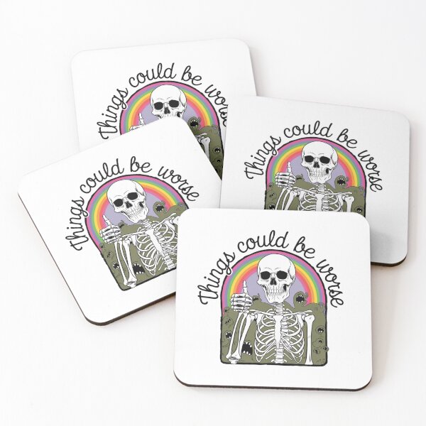 Item preview, Skeleton's Guide to Staying Positive, skeleton, positivity, funnyfits70, Humor, Funny, retro, vintages, funny quotes, animal humor, designed and sold by FunnyFits70.