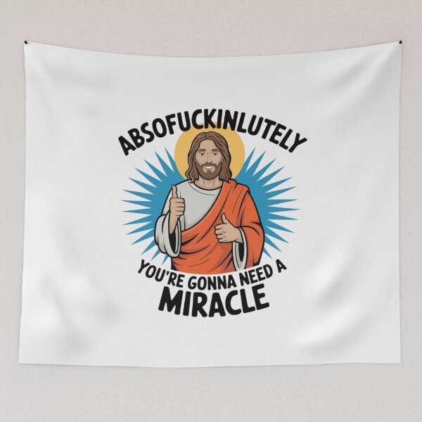 Item preview, Jesus Says, Absofuckinlutely, You Need a Miracle, funnyfits70, Humor, Funny, retro, vintages, funny quotes, animal humor, designed and sold by FunnyFits70.