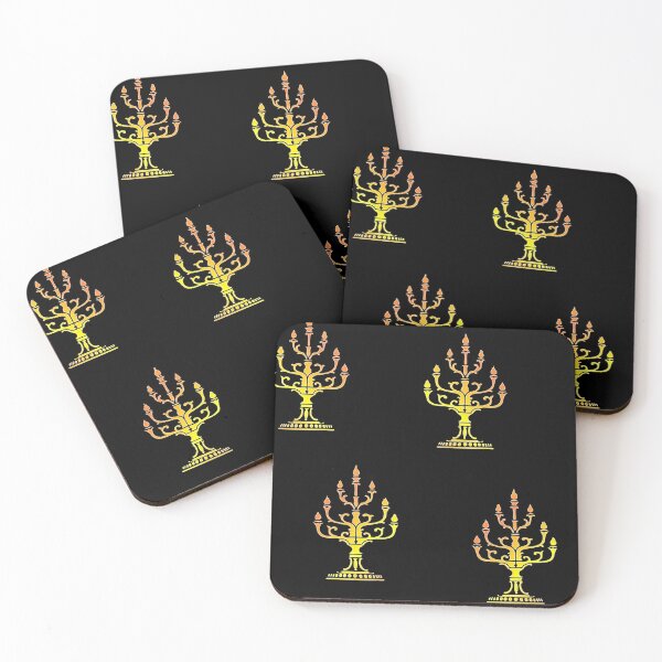 Item preview, Golden candelabra silhouette pattern black designed and sold by tetibright.