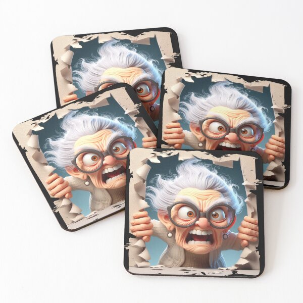 Item preview, Angry Grandma Peeking Through a Torn Hole – Humorous Art designed and sold by Hungry-Murphy.