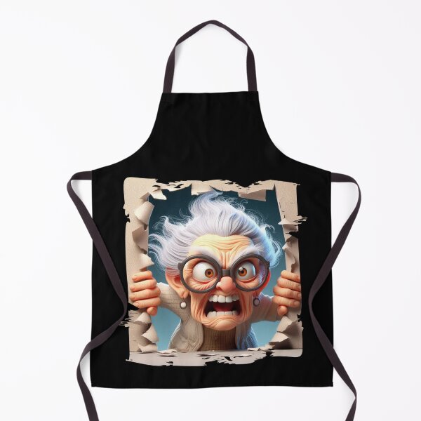 Item preview, Angry Grandma Peeking Through a Torn Hole – Humorous Art designed and sold by Hungry-Murphy.