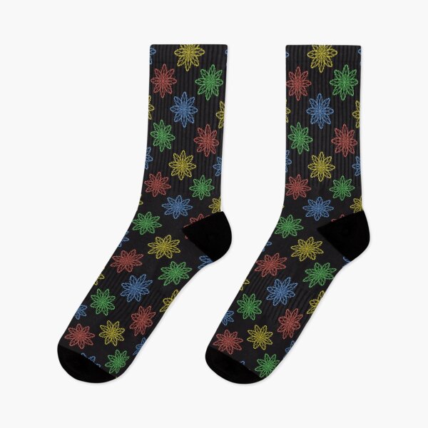 Item preview, Pattern of snowflakes "Inspiration" of different colors on a black background designed and sold by Cherevan.