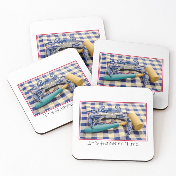 Item preview, It's Hammer Time Blue Crab with Hammer on Gingham tablecloth T-Shirt designed and sold by laughingwillows.