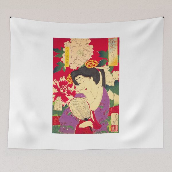 Item preview, Graceful Beauty with Peonies - Yoshitoshi's Timeless Elegance (1878) designed and sold by Kina-design.