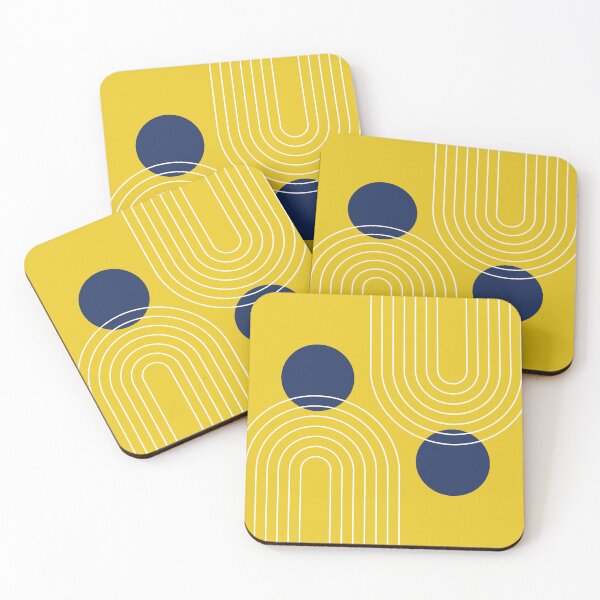 Item preview, Mid Century Modern Geometric c11 in Navy Blue and Yellow (Rainbow and Sun Abstraction) designed and sold by nineFlorals.