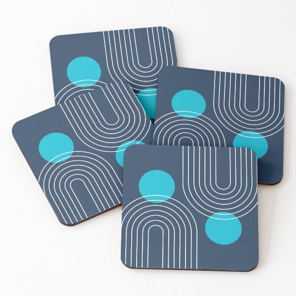 Item preview, Mid Century Modern Geometric c13 in Navy Blue shades (Rainbow and Sun Abstraction) designed and sold by nineFlorals.