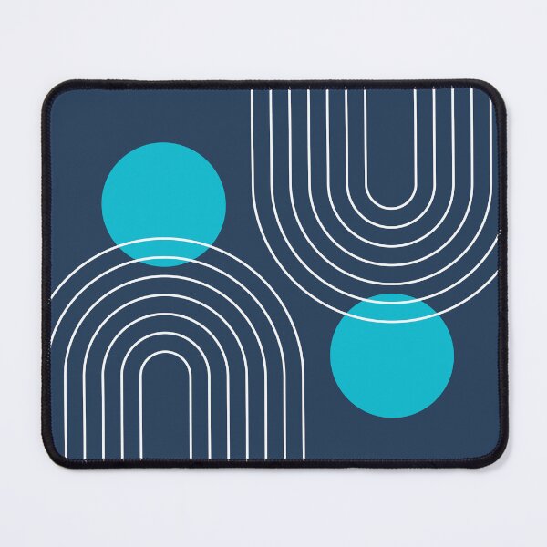 Item preview, Mid Century Modern Geometric c13 in Navy Blue shades (Rainbow and Sun Abstraction) designed and sold by nineFlorals.
