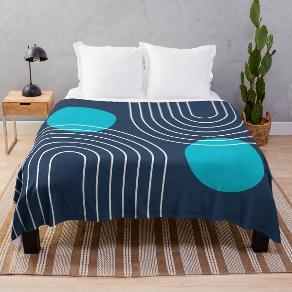 Item preview, Mid Century Modern Geometric c13 in Navy Blue shades (Rainbow and Sun Abstraction) designed and sold by nineFlorals.