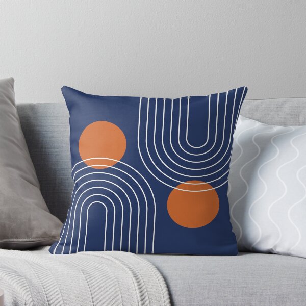 Item preview, Mid Century Modern Geometric c14 in Navy Blue and Orange (Rainbow and Sun Abstraction) designed and sold by nineFlorals.