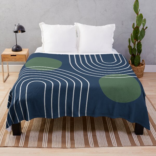 Item preview, Mid Century Modern Geometric c17 in Navy Blue and Forest Green (Rainbow and Sun Abstraction) designed and sold by nineFlorals.