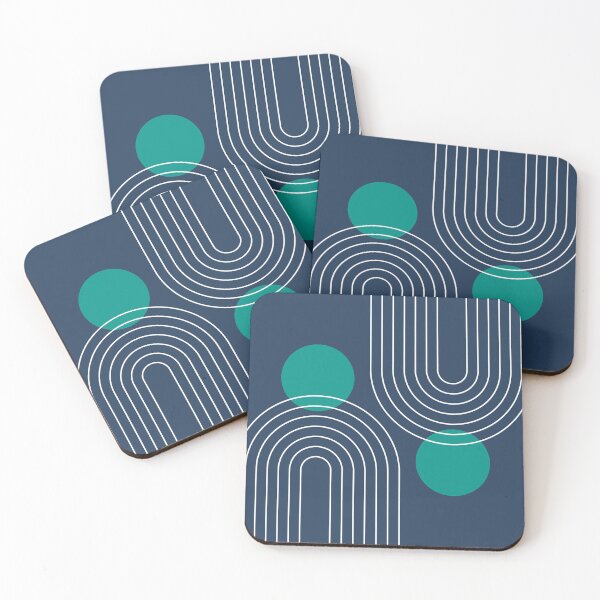 Item preview, Mid Century Modern Geometric c18 in Navy Blue and Turquoise (Rainbow and Sun Abstraction) designed and sold by nineFlorals.
