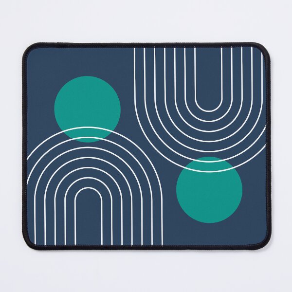 Item preview, Mid Century Modern Geometric c18 in Navy Blue and Turquoise (Rainbow and Sun Abstraction) designed and sold by nineFlorals.