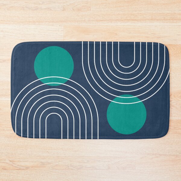 Item preview, Mid Century Modern Geometric c18 in Navy Blue and Turquoise (Rainbow and Sun Abstraction) designed and sold by nineFlorals.