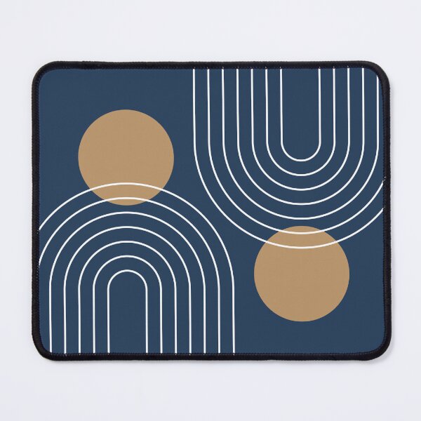 Item preview, Mid Century Modern Geometric c20 in Navy Blue and Camel (Rainbow and Sun Abstraction) designed and sold by nineFlorals.