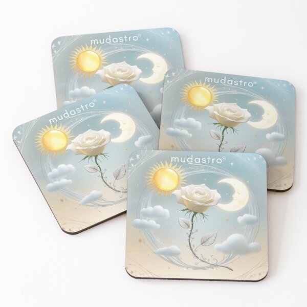 Item preview, Classic Magical White Rose Sun and Moon Art designed and sold by Mudastro Astrology.