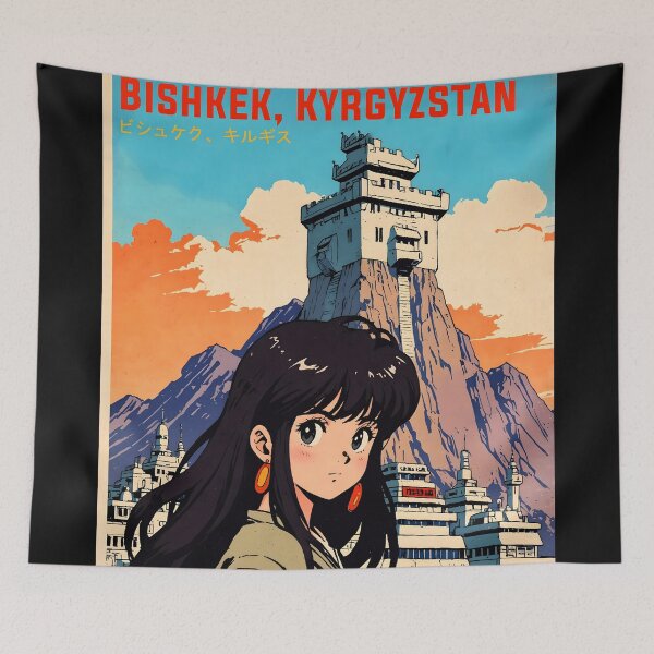 Item preview, Bishkek Kyrgyzstan Retro Anime Girl 80s Vintage Travel designed and sold by Retro-Anime9.