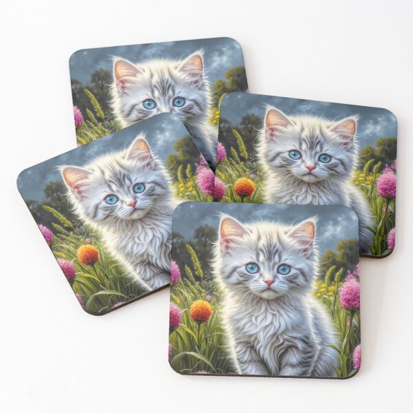 Item preview, Sassy Silver Angora Kitten Portrait Painting designed and sold by Heart and Soul Studio.