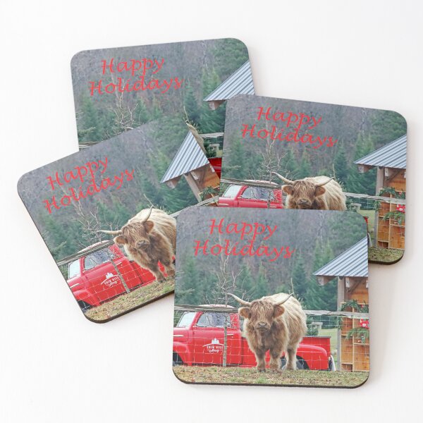 Item preview, Happy Holidays Highland Cow designed and sold by Deb Oppermann.