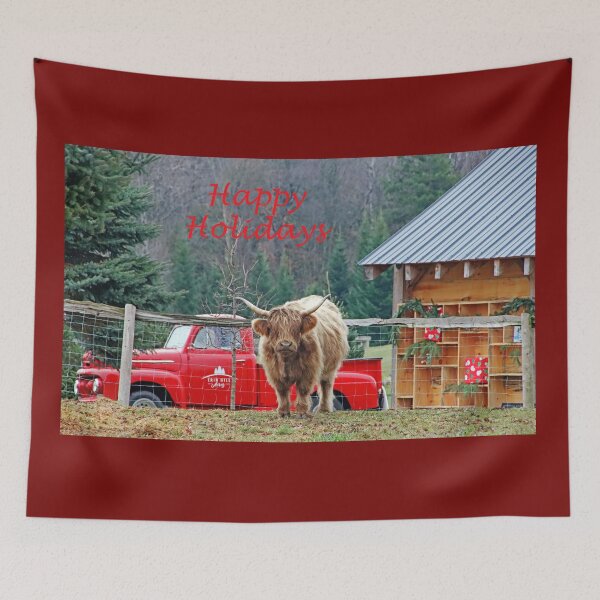 Item preview, Happy Holidays Highland Cow designed and sold by Deb Oppermann.