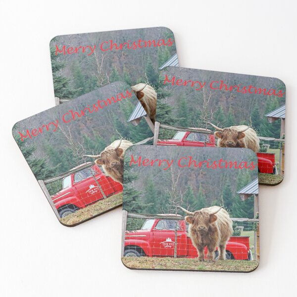 Item preview, Merry Christmas Highland Cow designed and sold by Deb Oppermann.
