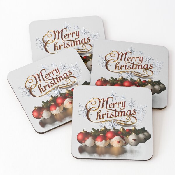 Item preview, Festive "Merry Christmas" with Snowflakes, Ornaments, and Santa Hat designed and sold by Khala.