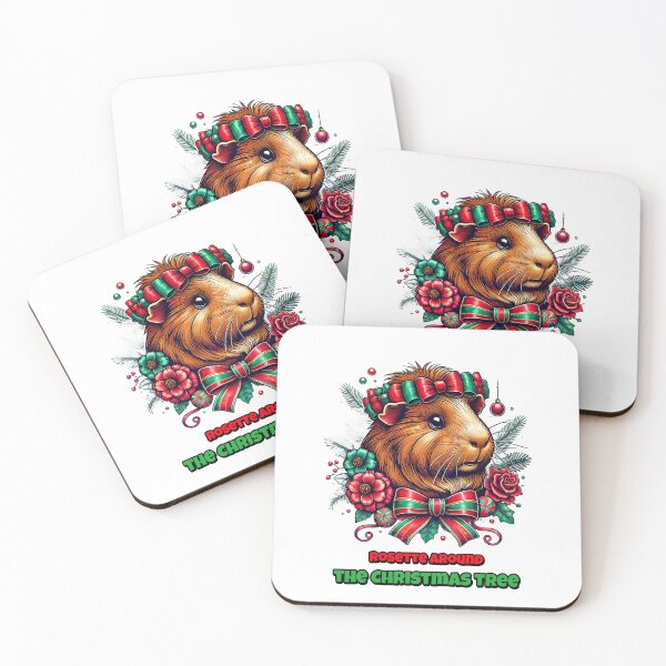 Item preview, Rosette Around the Christmas Tree – Festive Abyssinian Guinea Pig Design designed and sold by HopeLoom.