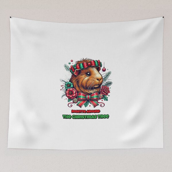 Item preview, Rosette Around the Christmas Tree – Festive Abyssinian Guinea Pig Design designed and sold by HopeLoom.