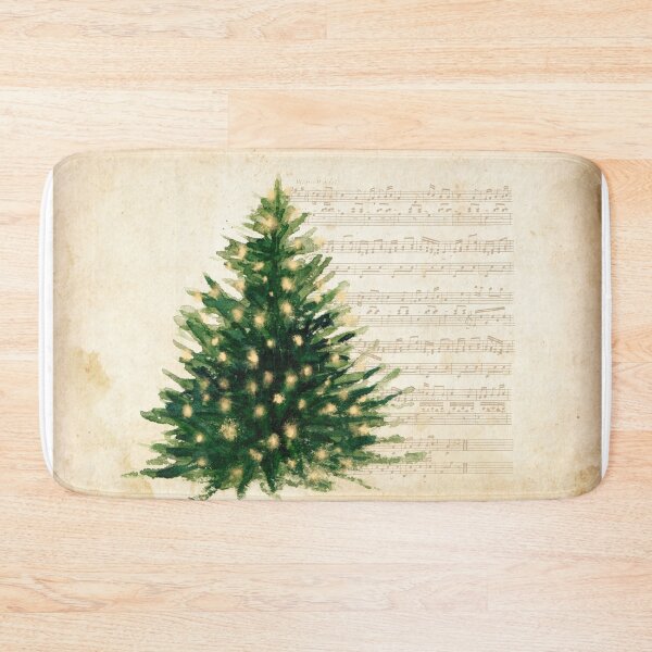 Item preview, Vintage Christmas tree on aged musical notes designed and sold by Meandmyshop.