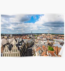 Cityscape of Ghent from the belfry Poster