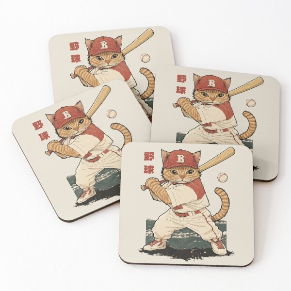 Item preview, Baseball Player Cat with Uniform and Bat designed and sold by OrenjiArtShop.