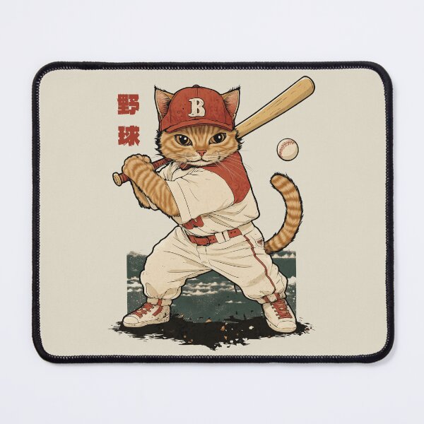Item preview, Baseball Player Cat with Uniform and Bat designed and sold by OrenjiArtShop.