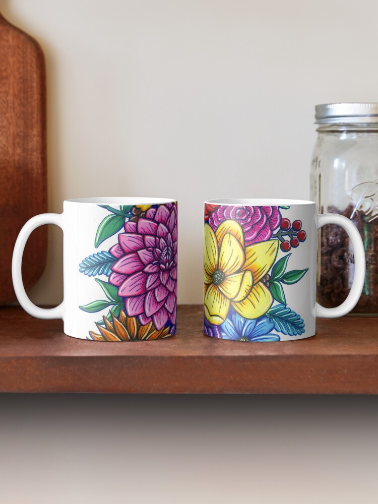 Thumbnail 2 of 6, Coffee Mug, Mixed Floral Illustration designed and sold by Chrissie Murphy Designs.